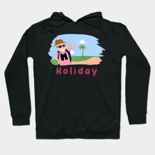 Holiday A Minimal Art Of Beach With An Old Man - Live Happy Hoodie